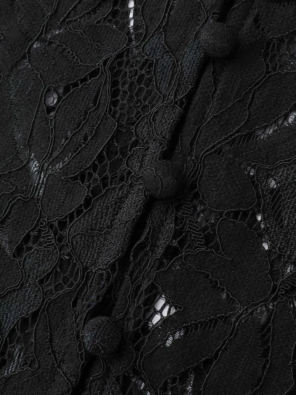 Lace Trim Sheer Ruffled Collar Button Shirt