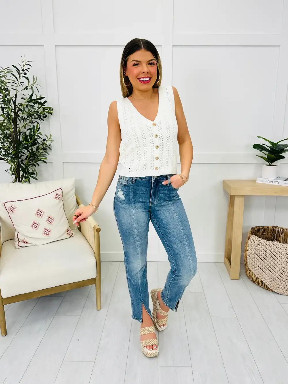 Judy Blue Split Decision Straight Leg Jeans