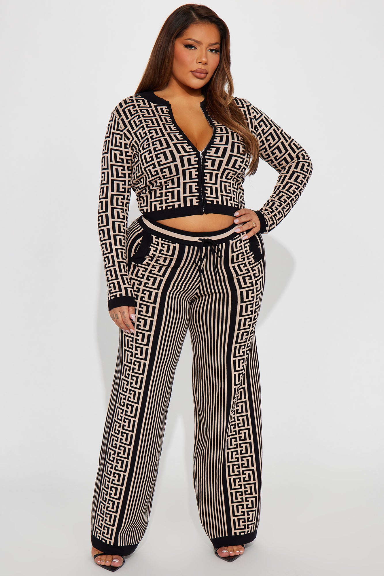 Stay Pretty Sweater Pant Set - Black/combo