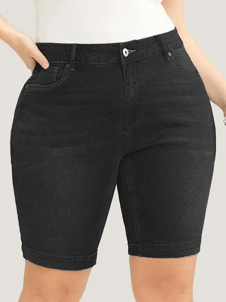 4 Pack Very Stretchy High Rise Dark Wash Denim Shorts