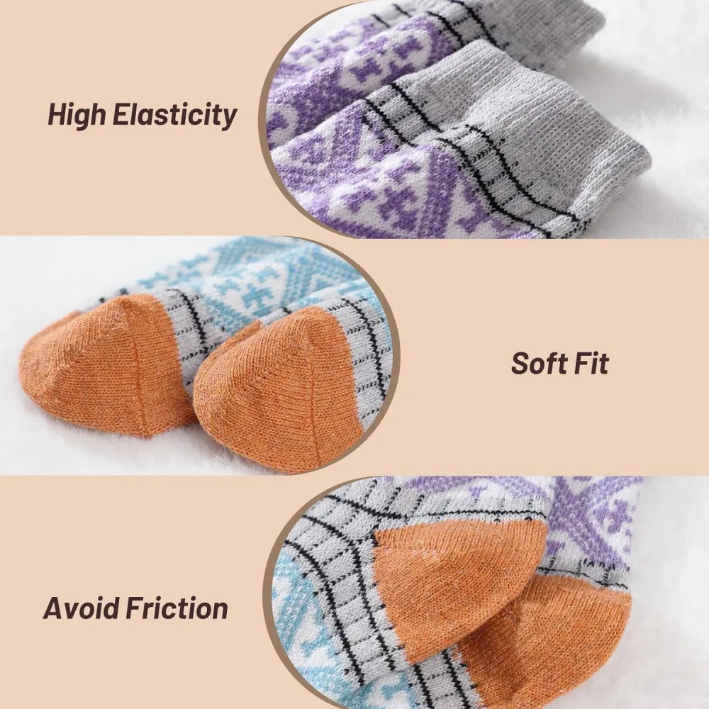 Clothirily Wool Socks- Thick Soft Wool Socks for Women, Vintage Warm Womens Wool Socks, Winter Warm Boot Socks for Women Men