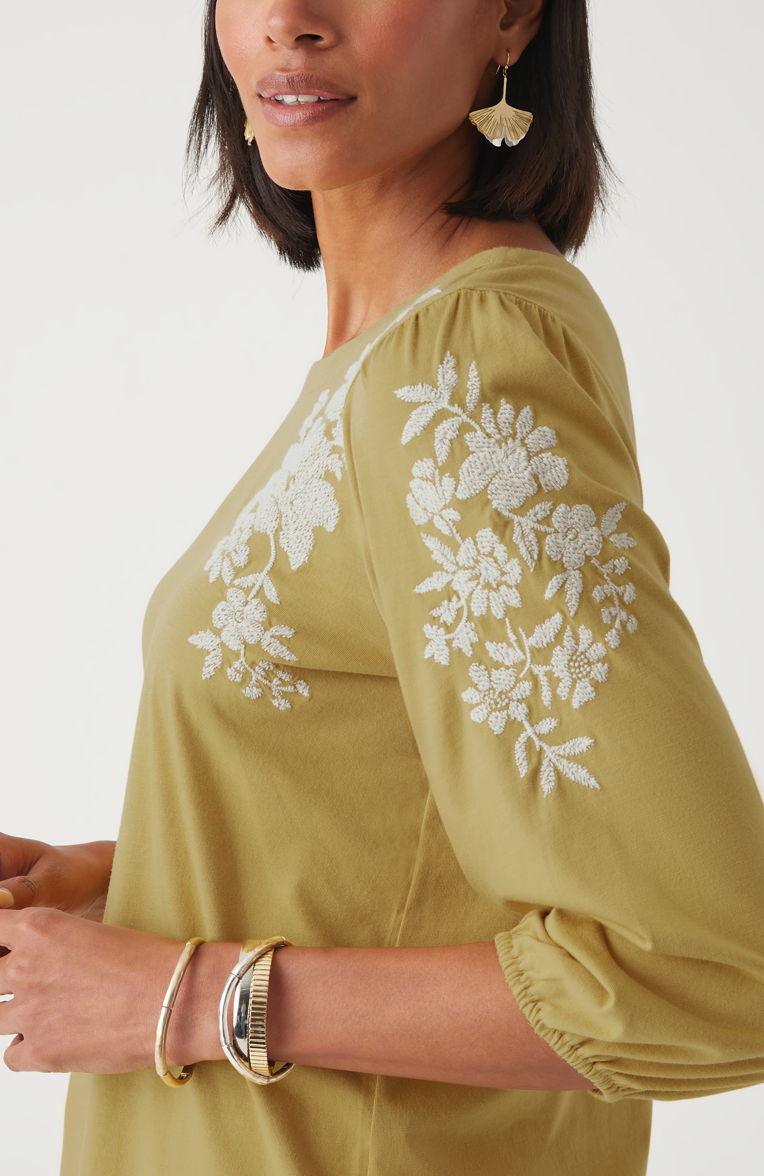 Floral-Embroidered Top