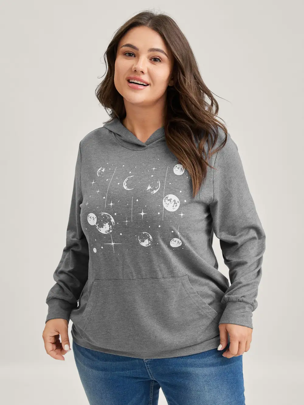 Celestial Print Solid Hoodie