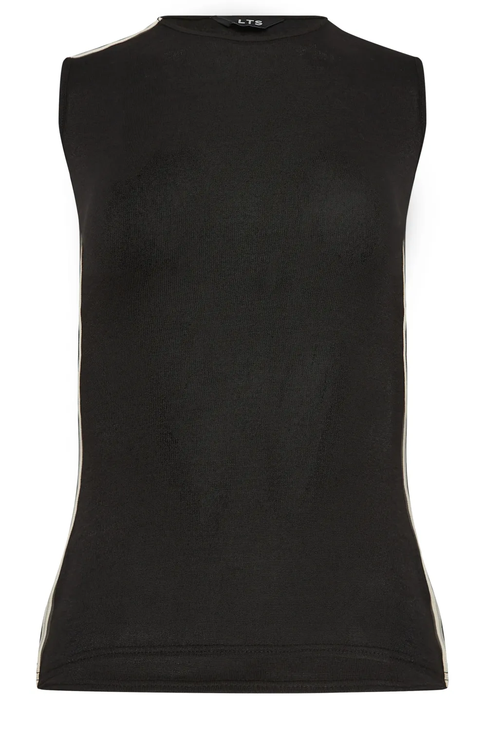 LTS Tall Black Knitted Side Stripe Vest