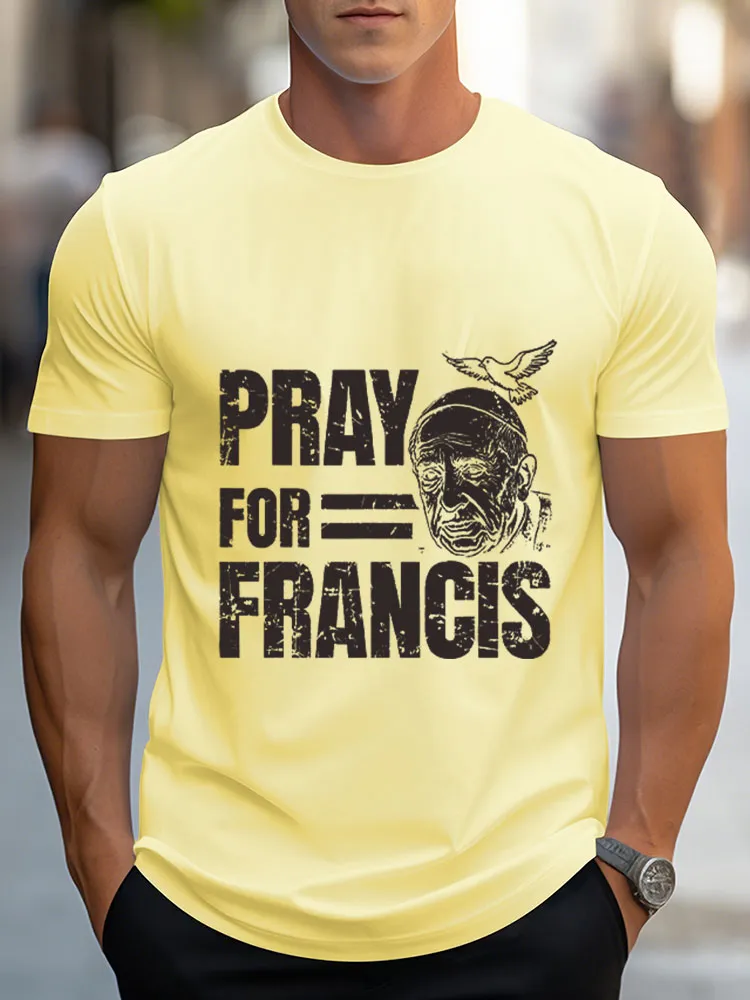 Men's Pray For PF 1936-2025 Print Short Sleeve Round Neck Cotton T-Shirt
