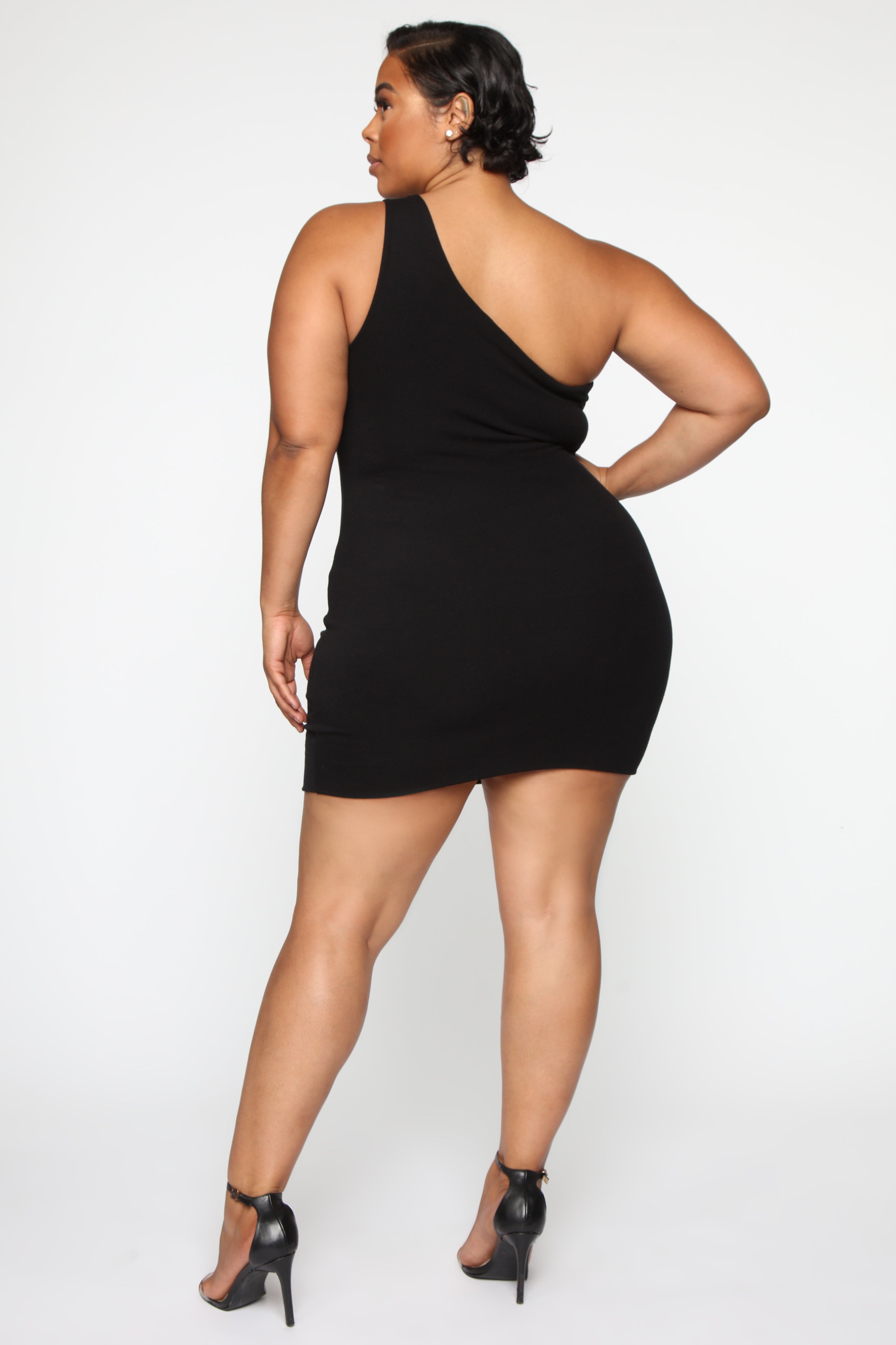 Cut Me In One Shoulder Mini Dress - Black