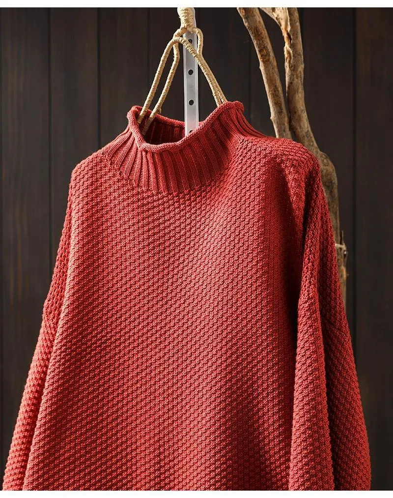 Loose Mock Neck Wool/Knitting Sweater