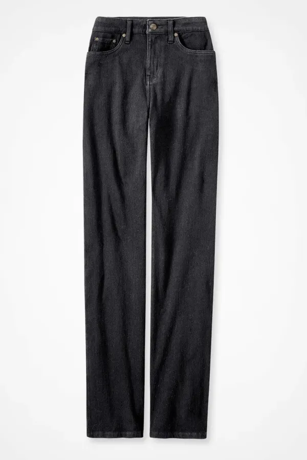 Knit Denim High Rise Straight-Leg Jeans