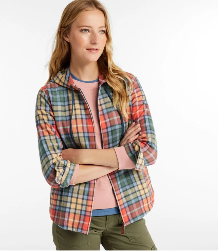 Women's Scotch Plaid Flannel Shirt, Relaxed Zip Hoodie