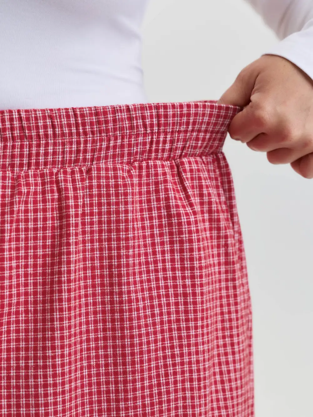 Checkered Lace Buckle Detail Lounge Bottoms