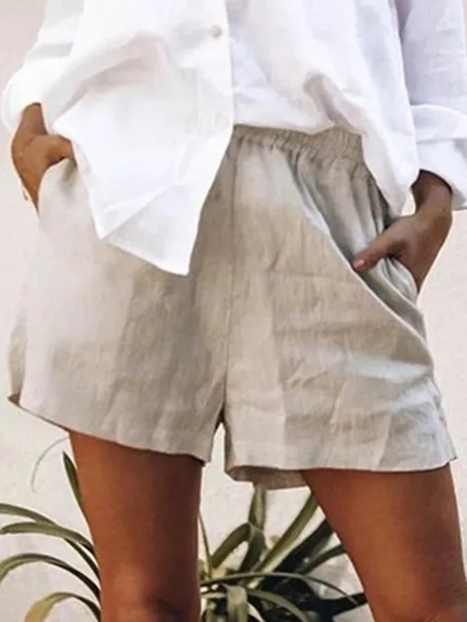 Women's Cotton Linen Casual Simple Shorts