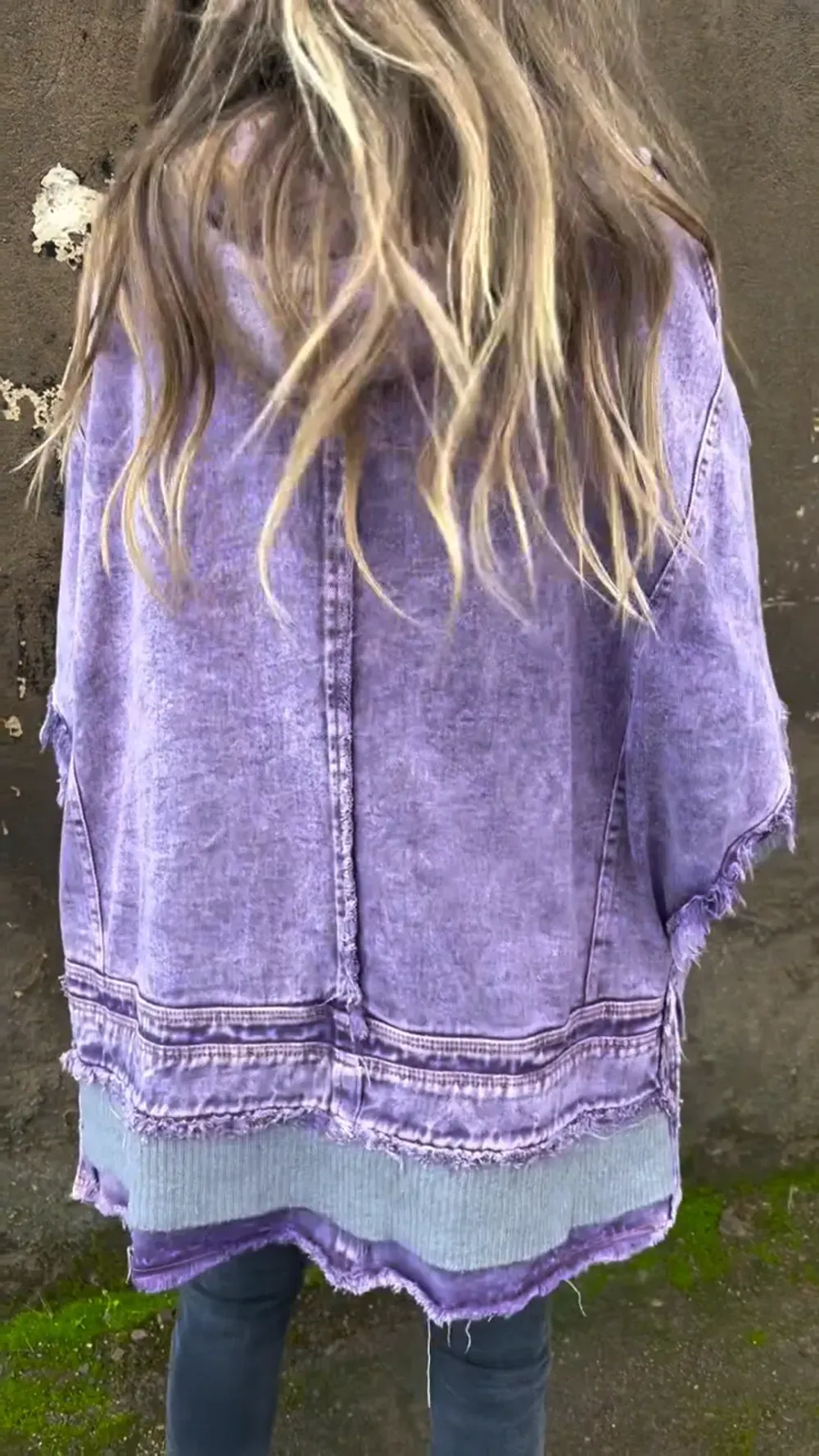 Lavender Frayed Denim Jacket
