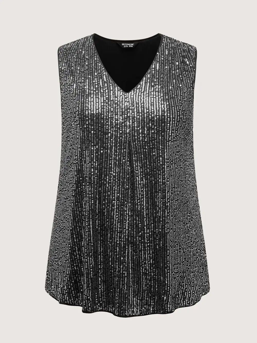 Shimmery Sequin V-Neck A-Line Tank Top