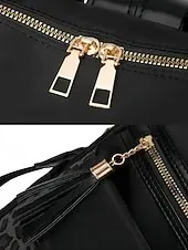 Women's leopard print fabric patchwork backpack, can be carried on one shoulder, with multiple zippers, perfect for school, travel and casual outings