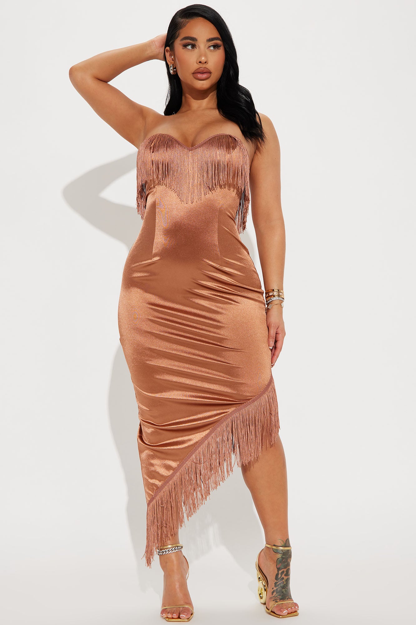 Carolina Fringe Maxi Dress - Mocha