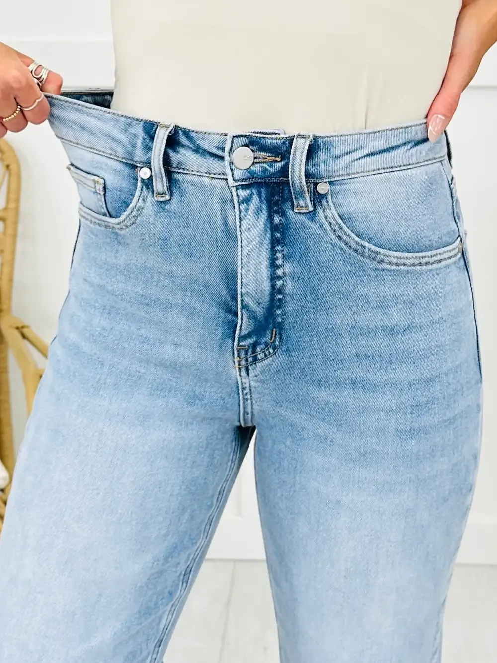Along For The Ride Wide Leg Cropped Jeans With Tummy Control
