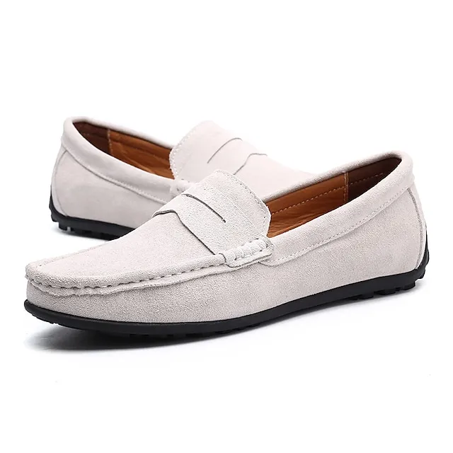 Men's Loafers & Slip-Ons Suede Shoes Comfort Shoes Driving Loafers Casual Outdoor Daily Suede Black Navy Blue Khaki Spring Summer