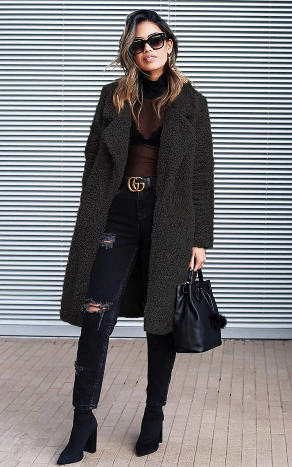 Brown Long Length Teddy Coat