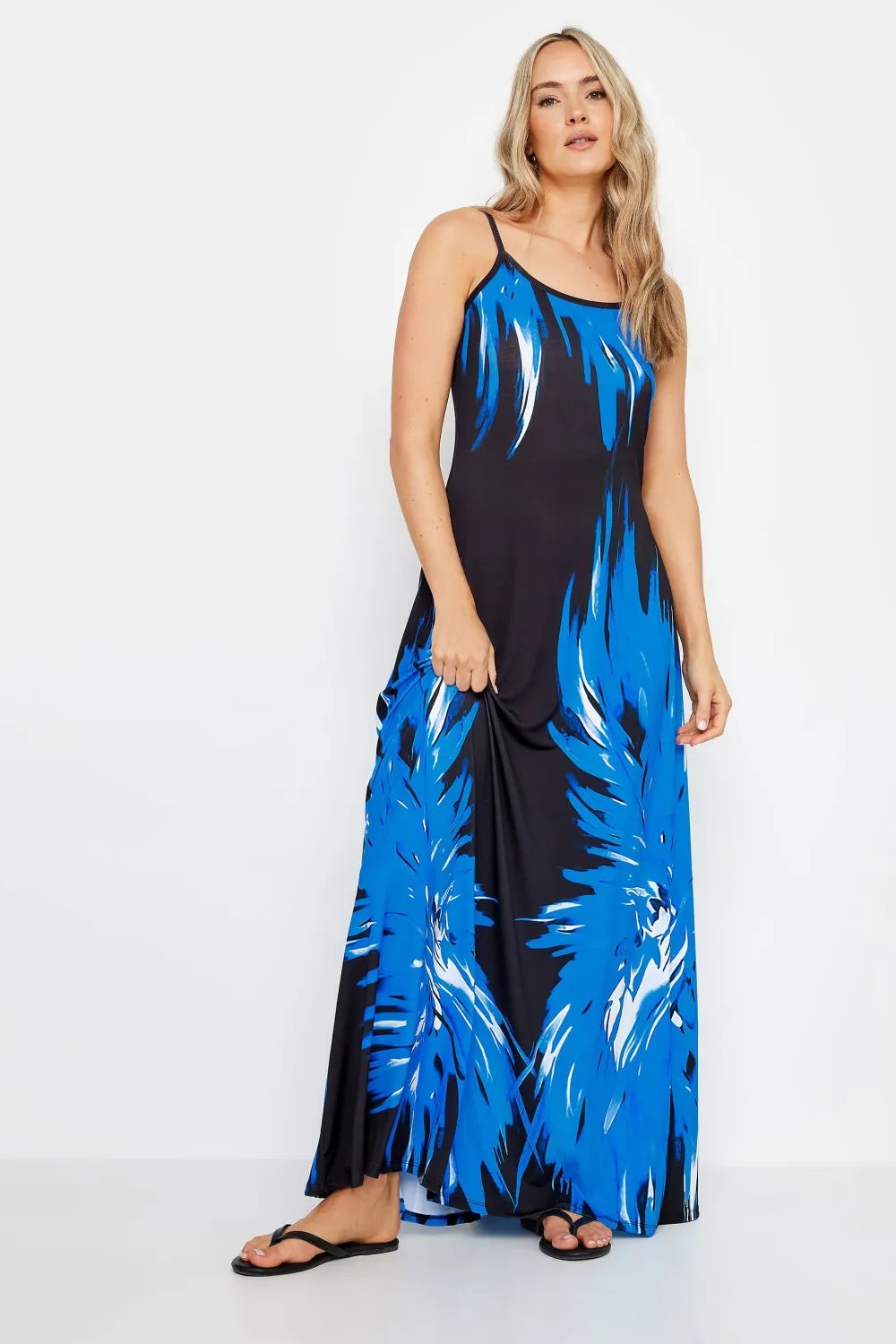 LTS Tall Black & Pink Floral Print Sleeveless Maxi Dress