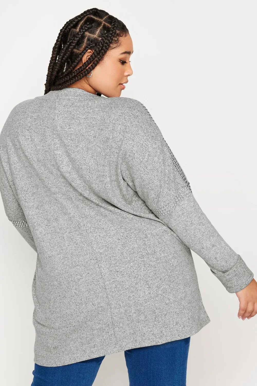 YOURS Curve Light Pink Stud Batwing Sleeve Jumper