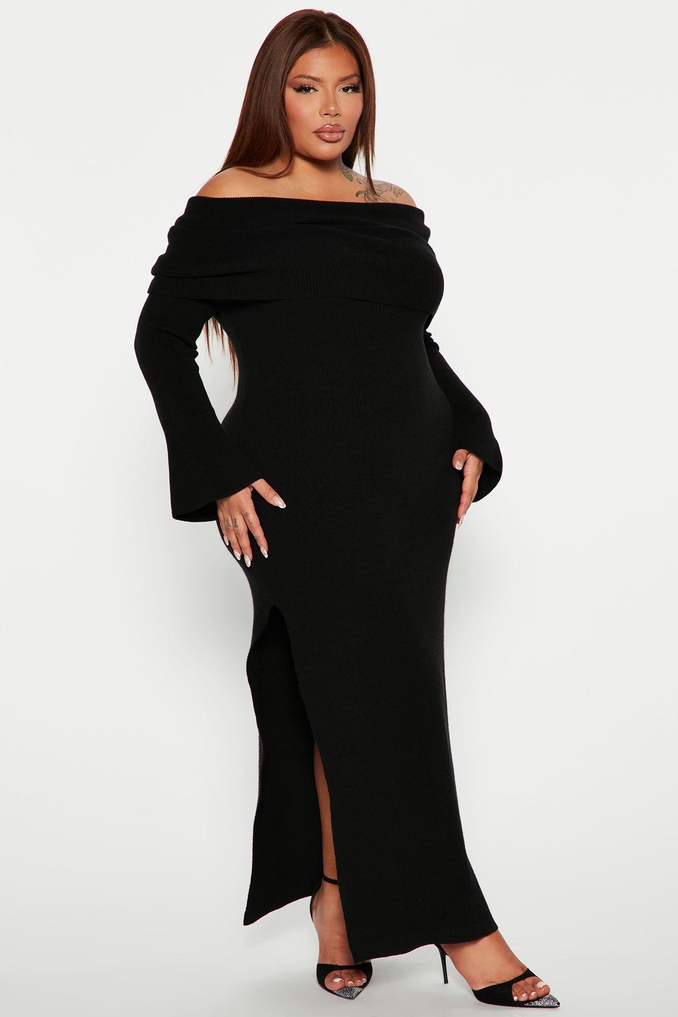 Grab Some Coco Sweater Maxi Dress - Black