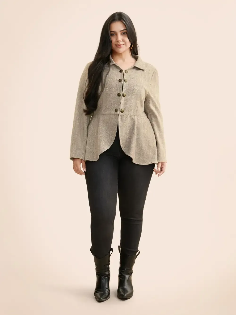 Lapel Collar Metal Detail Jacket