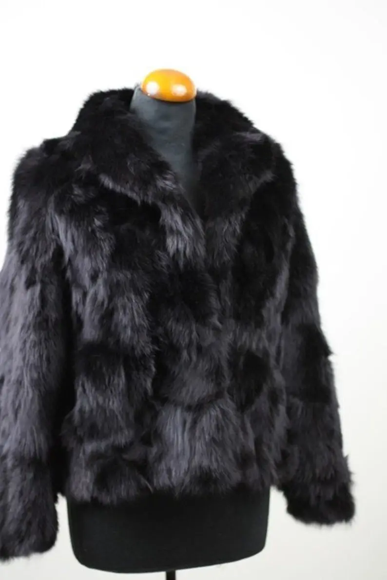 Black Fur Waist Length Jacket