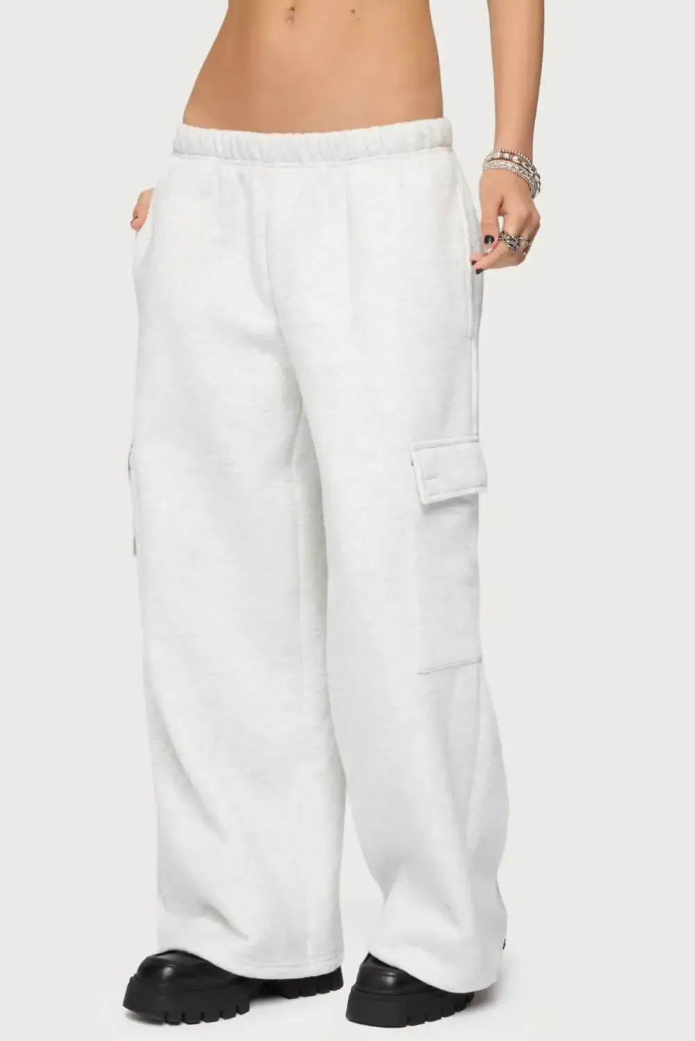 Petite Wide Leg Cargo Sweatpants