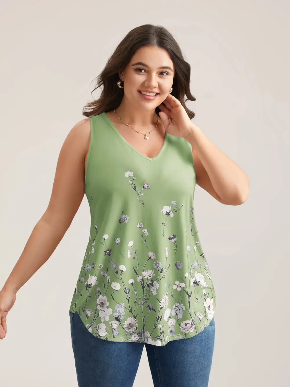 Blooming Flowers Print Stretchy Vest