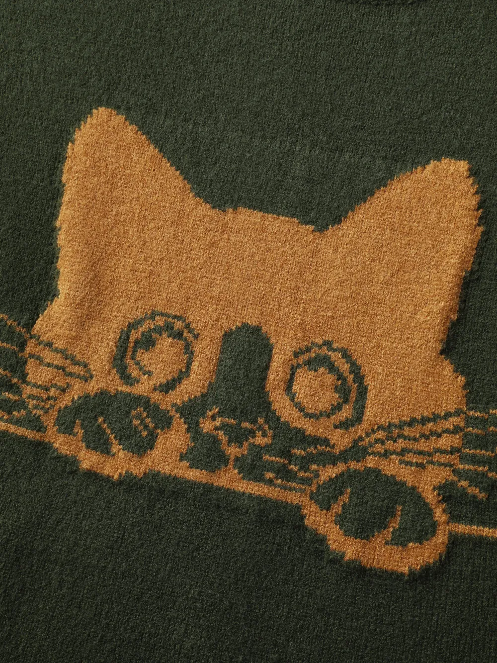 Cat Wavy Print Jacquard Contrast Pullover