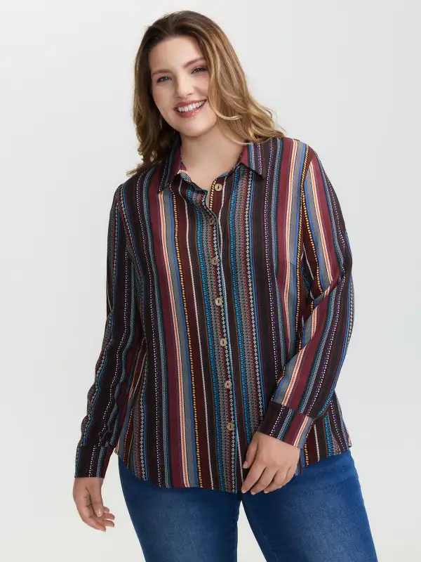 Colorful Stripe Button-Down Shirt