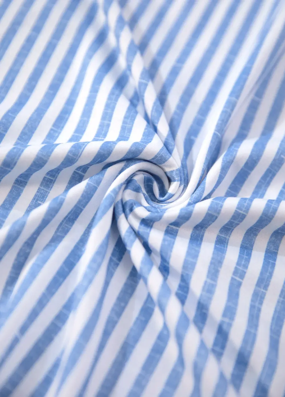 Blue Split Striped Short Sleeve Blouse