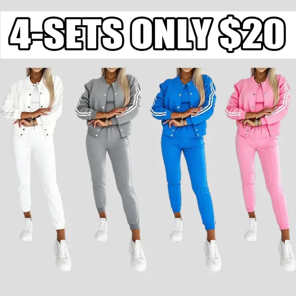 2025 Women's 3 - Piece Tracksuit: Tank Top, Button Jacket, Cuffed Pants