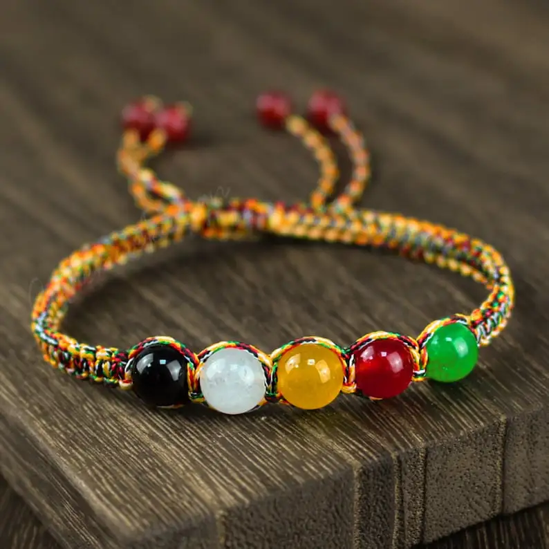 The Five-Element Braided Bracelet-Good Luck Wealth Prosperity Bracelet-Abundance Money Bracelet-Natural Stone Healing Protection Bracelet