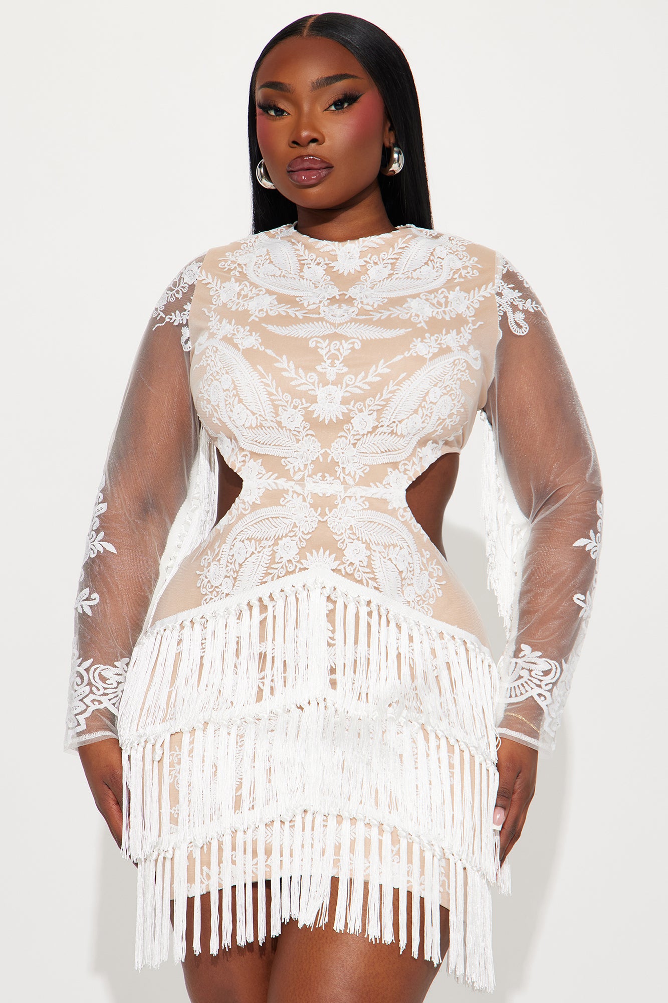 Gwen Lace Mini Dress - White/combo