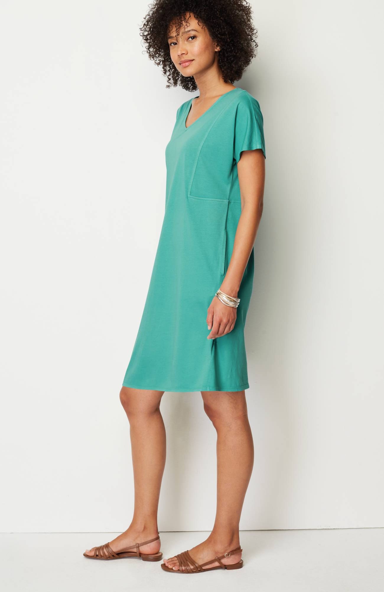pure jill soft-v-neck t-shirt dress
