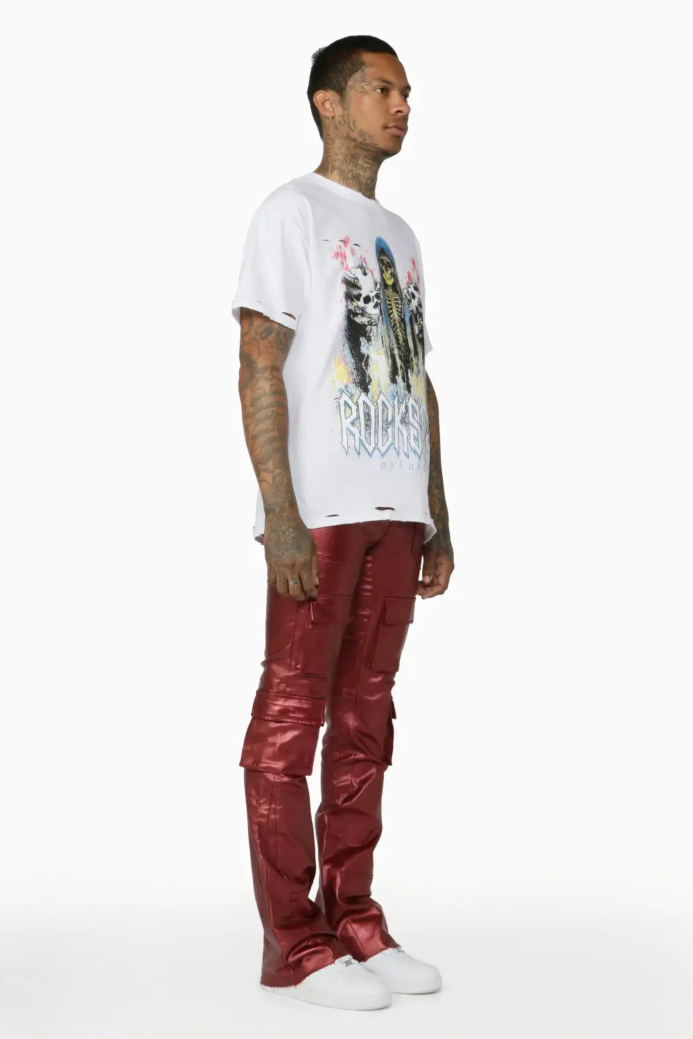 Rancid Burgundy Coated Flare Jean