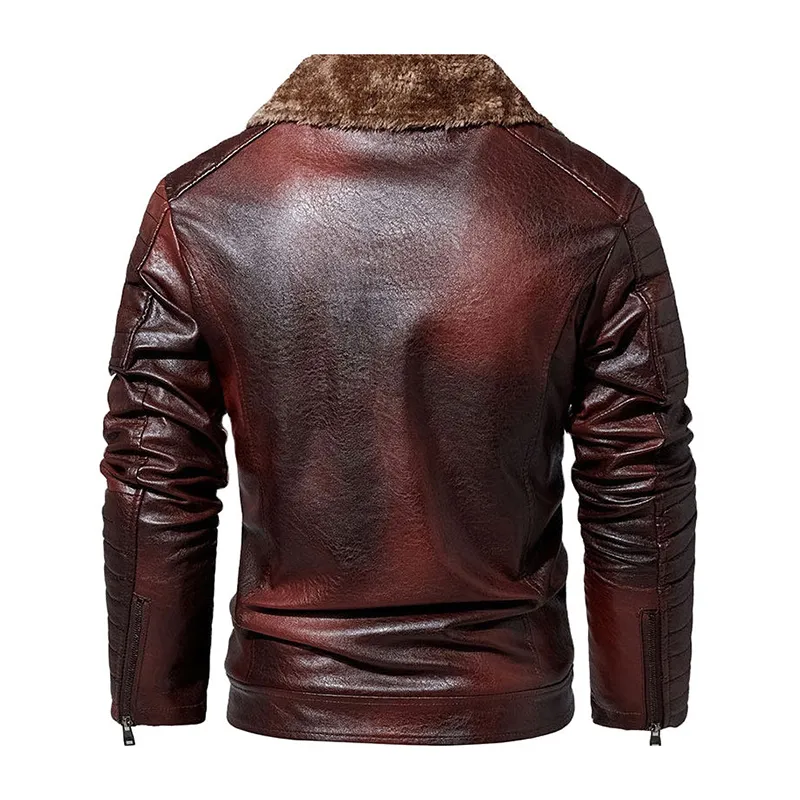 Padded Suit Collar Men's Leather Jacket