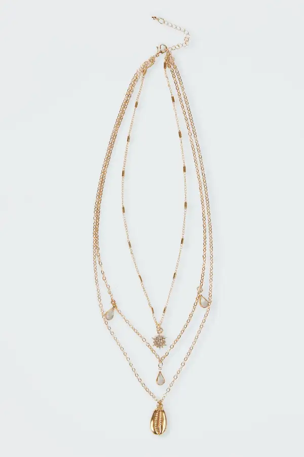 Droplet Shell Layered Necklace