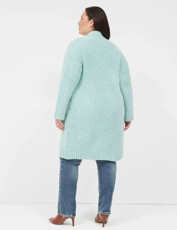 Open-Front Cable Knit Coatigan