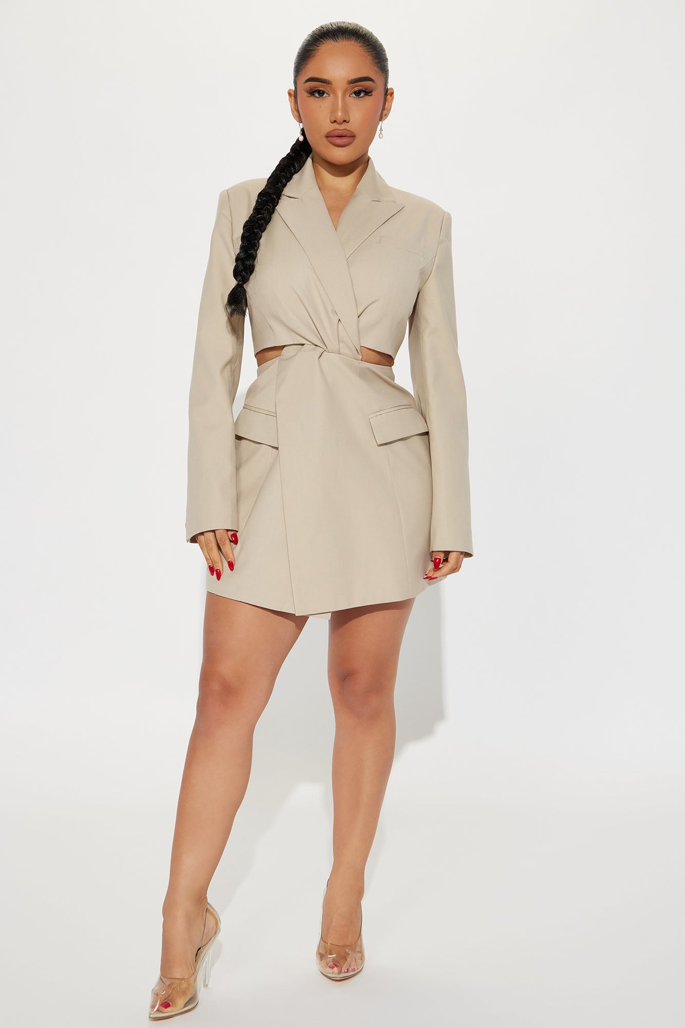 Zoe Blazer Mini Dress - Beige