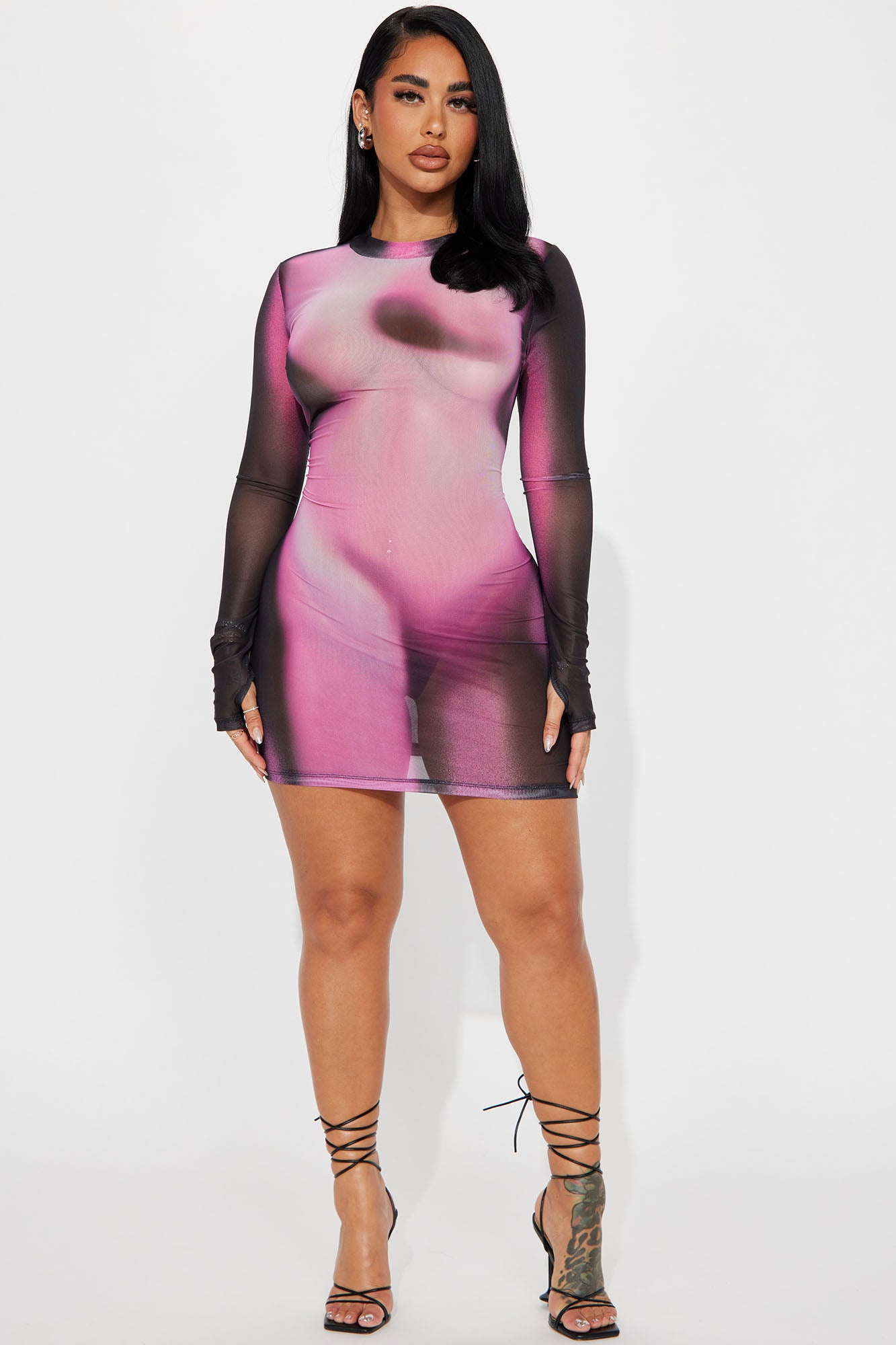 Meet You There Mesh Mini Dress - Black/combo