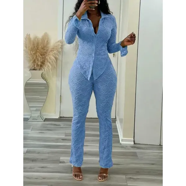 Sexy Knitted Long Sleeve Top & Tight Pants Set