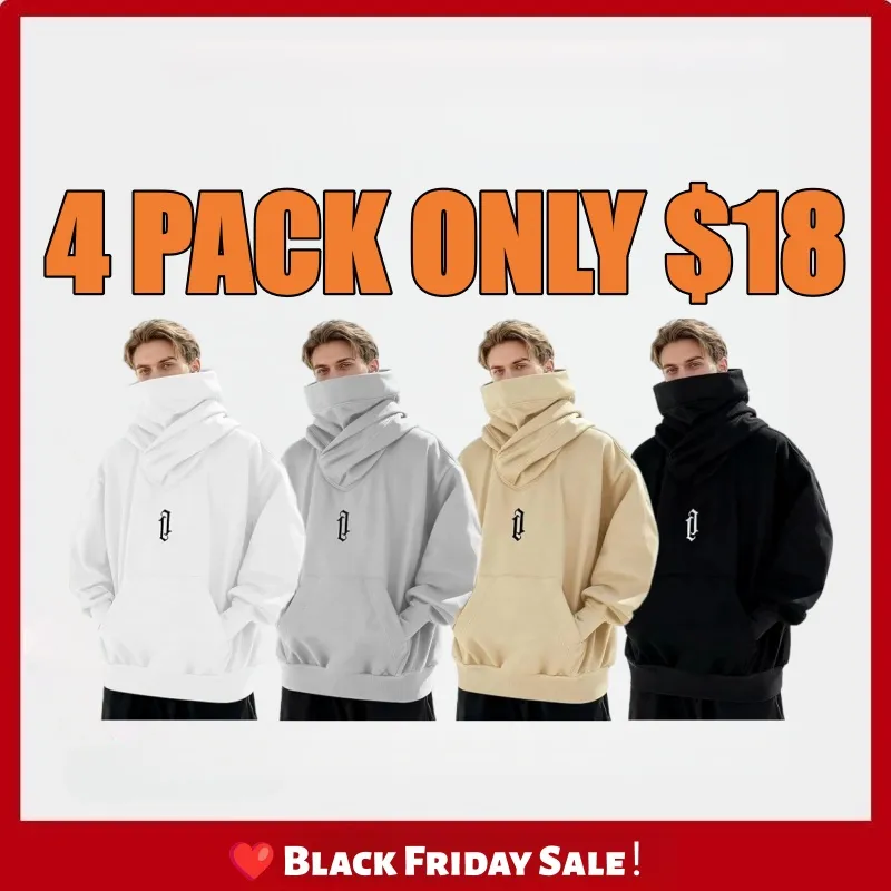 Black Friday-Unisex Oversize Ninja Double-Neck Cotton Hoodie with Pockets