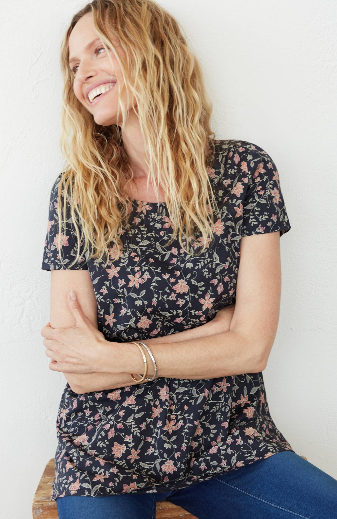 pure jill scoop-neck elliptical tee