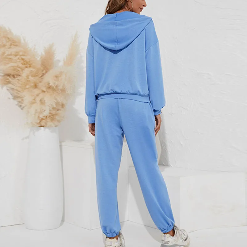 V-Neck Strappy Hooded Sweatshirt Set