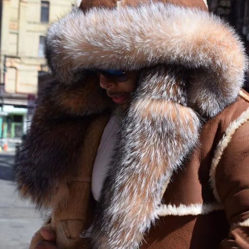 Men's winter jacket fur collar coat