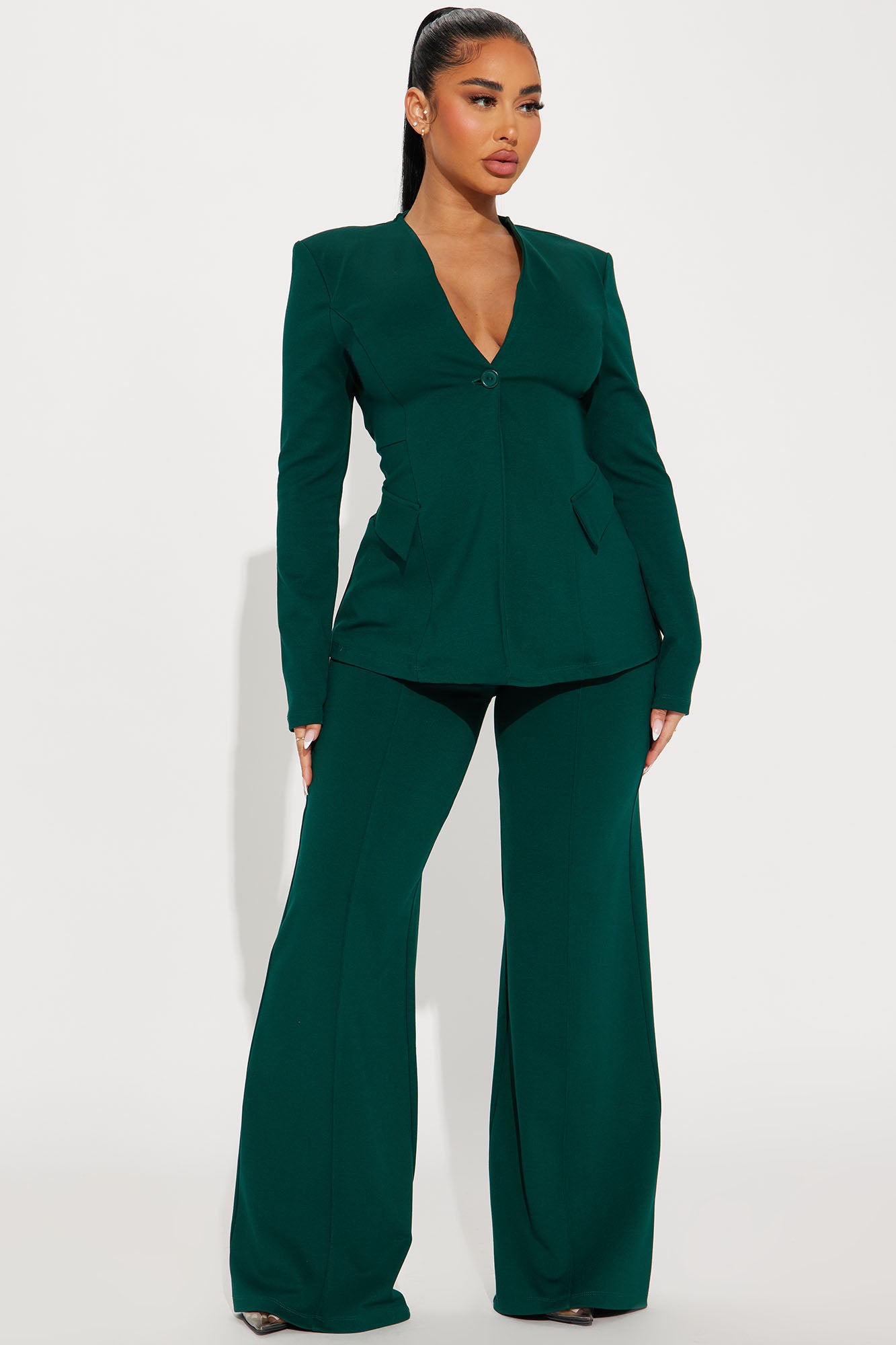 Believe It Blazer Pant Set - Hunter