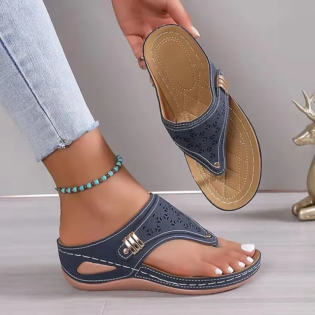 Women's Sandals Slippers Boho Bohemia Beach Wedge Heels Faux Leather Loafer