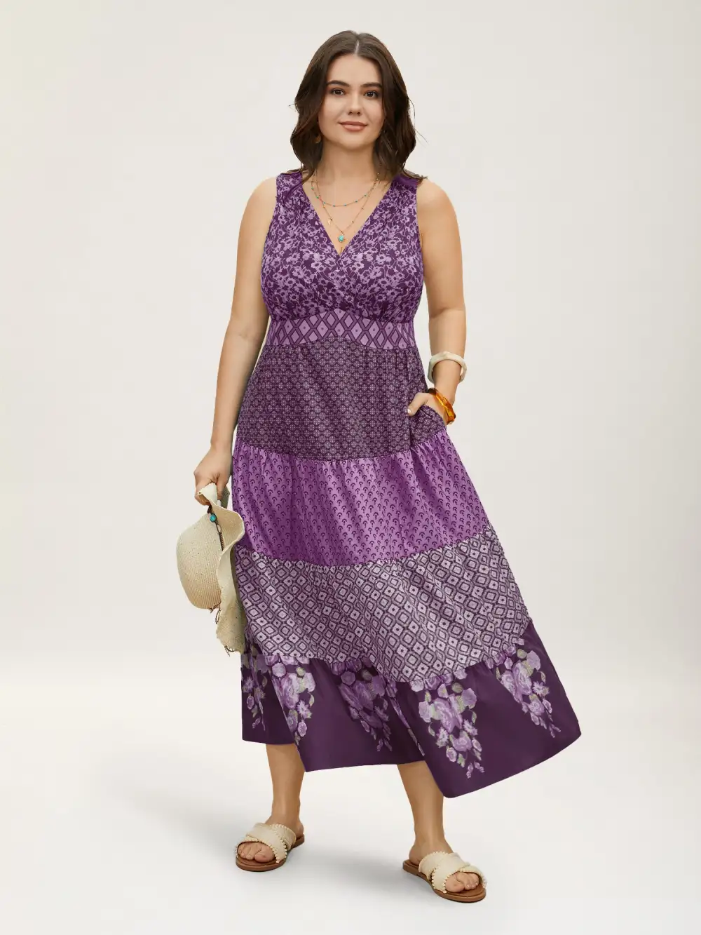 Bandana Patchwork Floral Sleeveless Dress